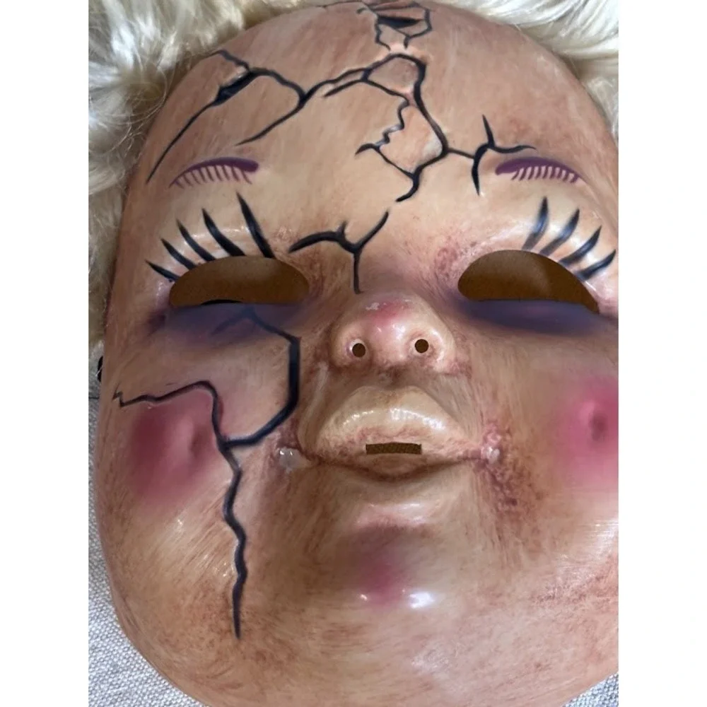 Scary Creepy Doll Halloween Mask Bride Of Chucky Blonde Hair‎